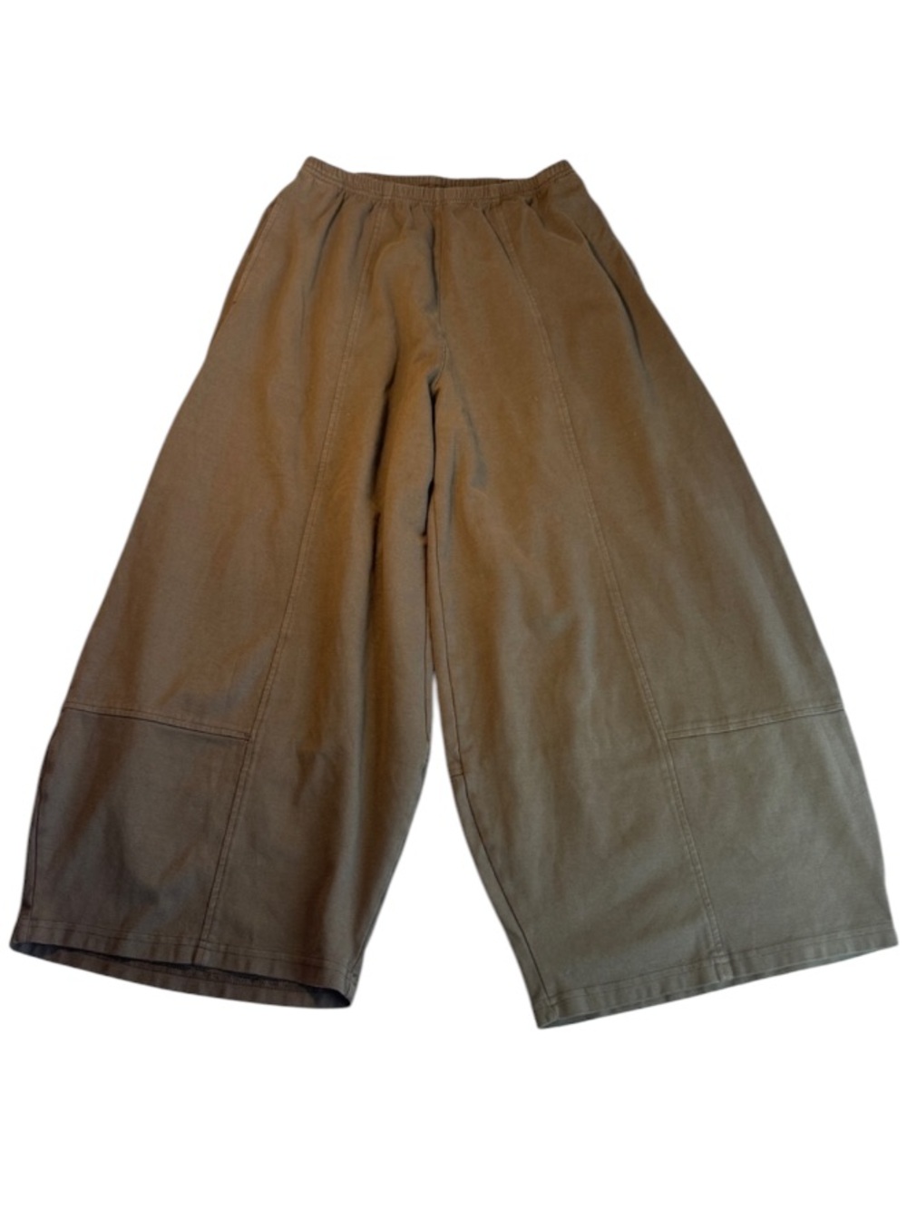 Eleven Stitch Wide Leg Cotton/Spandex Knit Pants Olive Green Size Medium
